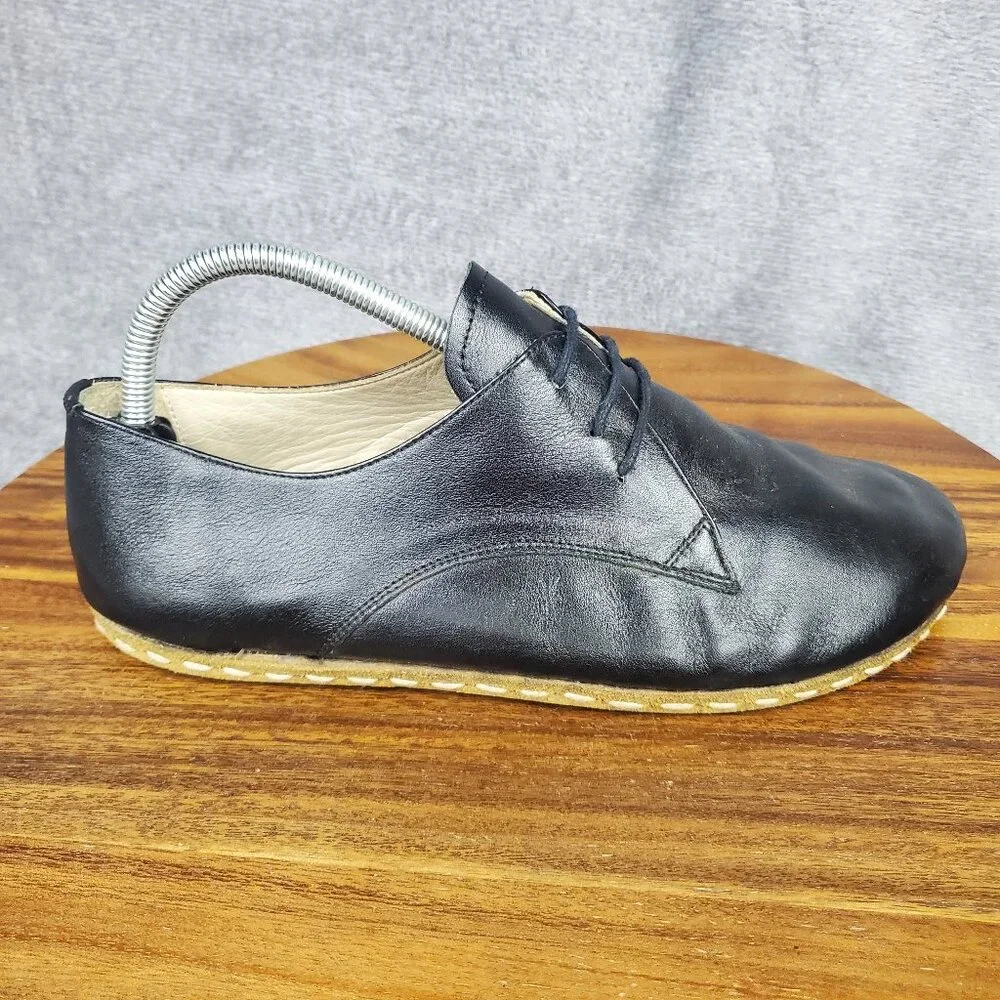 Nefes Barefoot Shoes Mens 8.5 Black Leather Minimalist Grounding Casual Sneakers